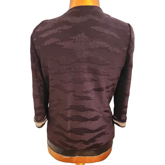 Ming Wang Brown Cream Animal Print Jacket Tank Set Knit 2 Piece Outfit Size S - Picture 6 of 7